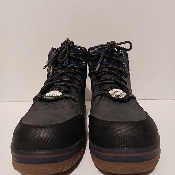 Men's Skechers Composite Safety Toe Memory Foam Shoe Size 9 Blue Navy Black USED - Picture 4 of 9